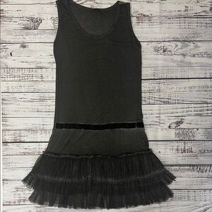 ISABEL TAVARES Black Ruffled‎ Tiered Mini Dress Sz. S/M